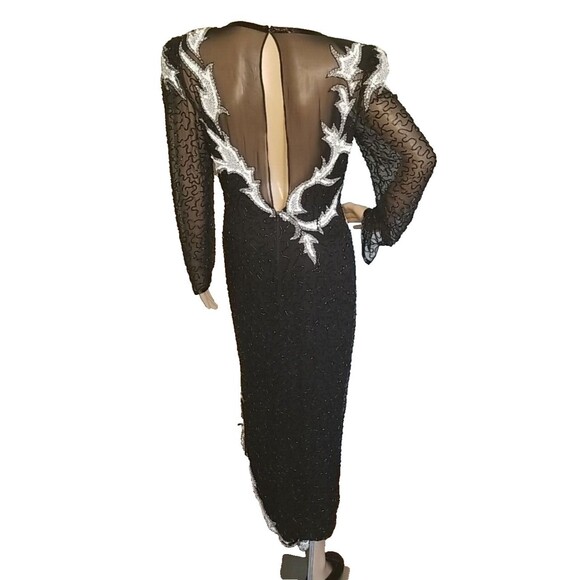 Vintage 80s A.J. Bari Beaded Sequins Silk Dress Size 8 Almost Perfect Stunning - Picture 4 of 14